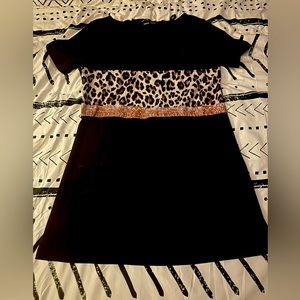 SHEIN Black Dress with Leopard Accent